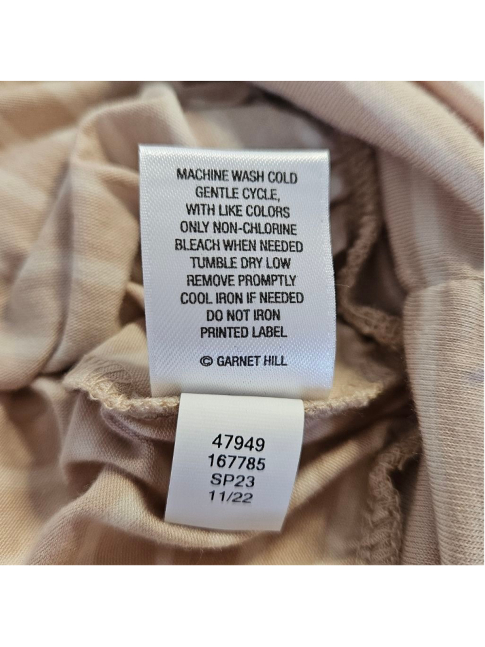 Garnet Hill Banded Surplice Knit Tank Top S Tan White Striped Wrap Blouson - Picture 8 of 10